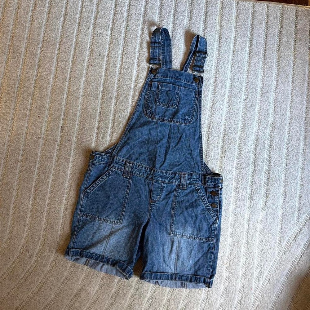Announcements Maternity blue denim overall size M 100% cotton Retro Utility